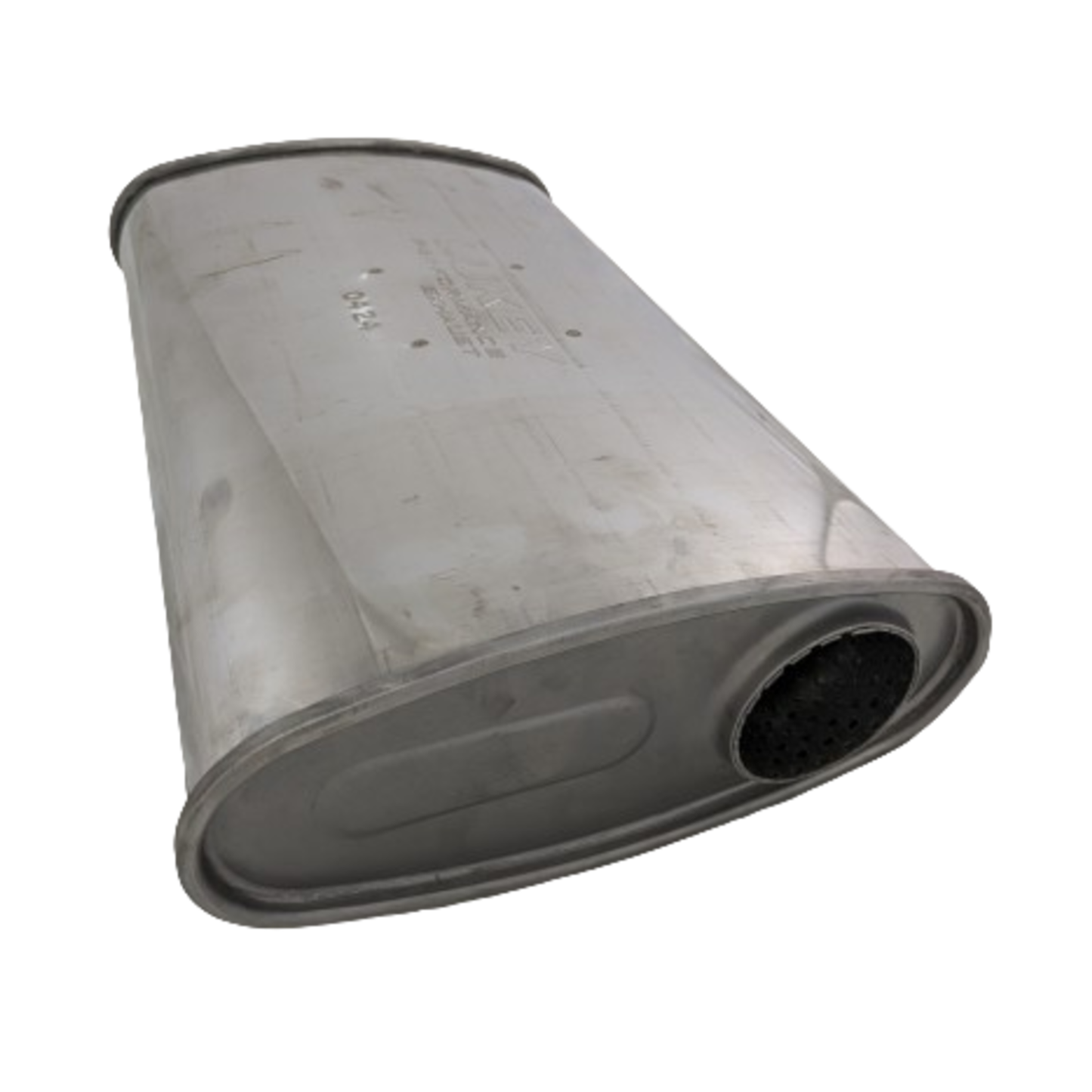2-1/2" Lukey Muffler Offset/Centre - 10" x 4" Oval, 16" Long, 430 SS