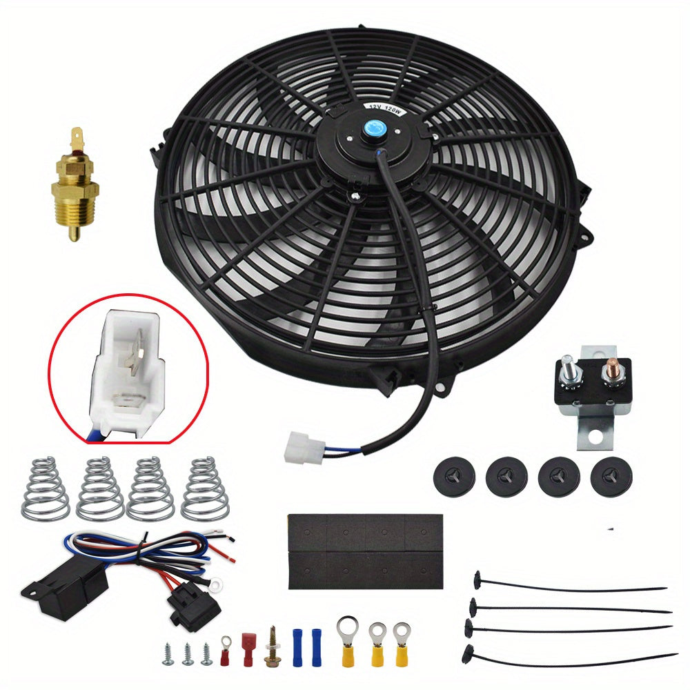 16" Inch Electric Thermo Fan & Thermostat Relay 3000 CFM 12V Cooling