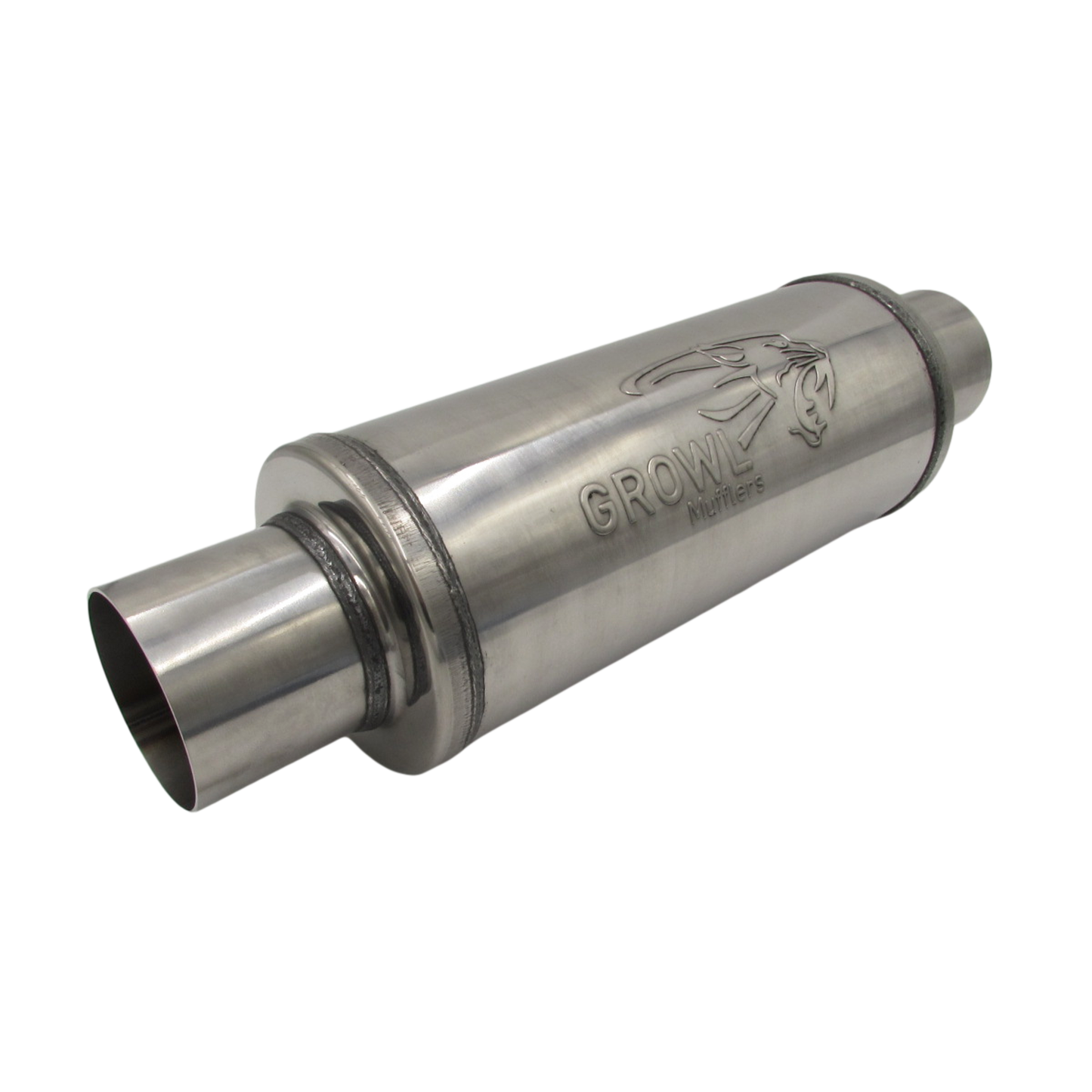 3" Inch Round Muffler 409 Stainless Steel 5" Diameter 12" Long - Polished
