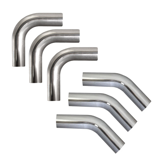 Set of 6 - 2.5" Inch Mandrel Bend Exhaust Pipe 409 Stainless Steel 3x 45 & 3x 90 Deg