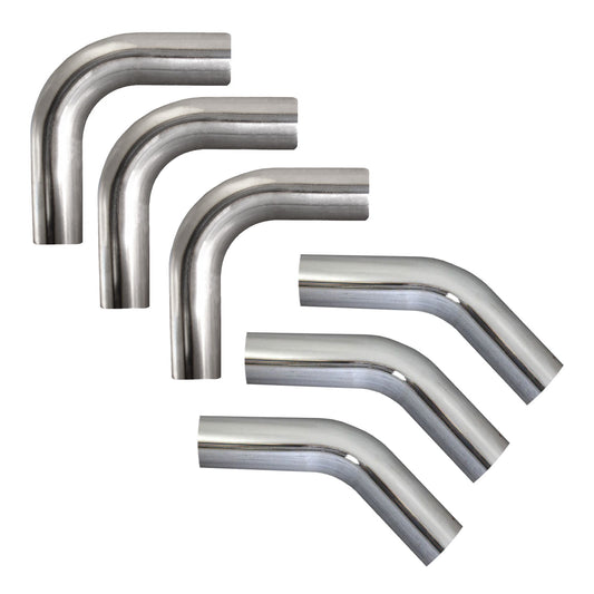 Set of 6 - 3" Inch Mandrel Bend Exhaust Pipe 409 Stainless Steel 3x 45 & 3x 90 Deg
