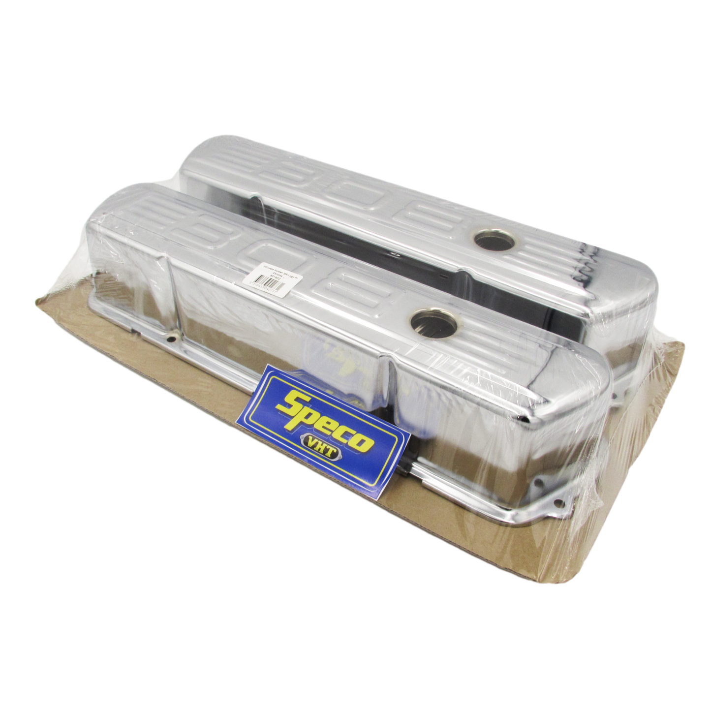 Speco Chrome Valve Covers with Holden 308 Emblem & Gaskets 551902 & 811372R