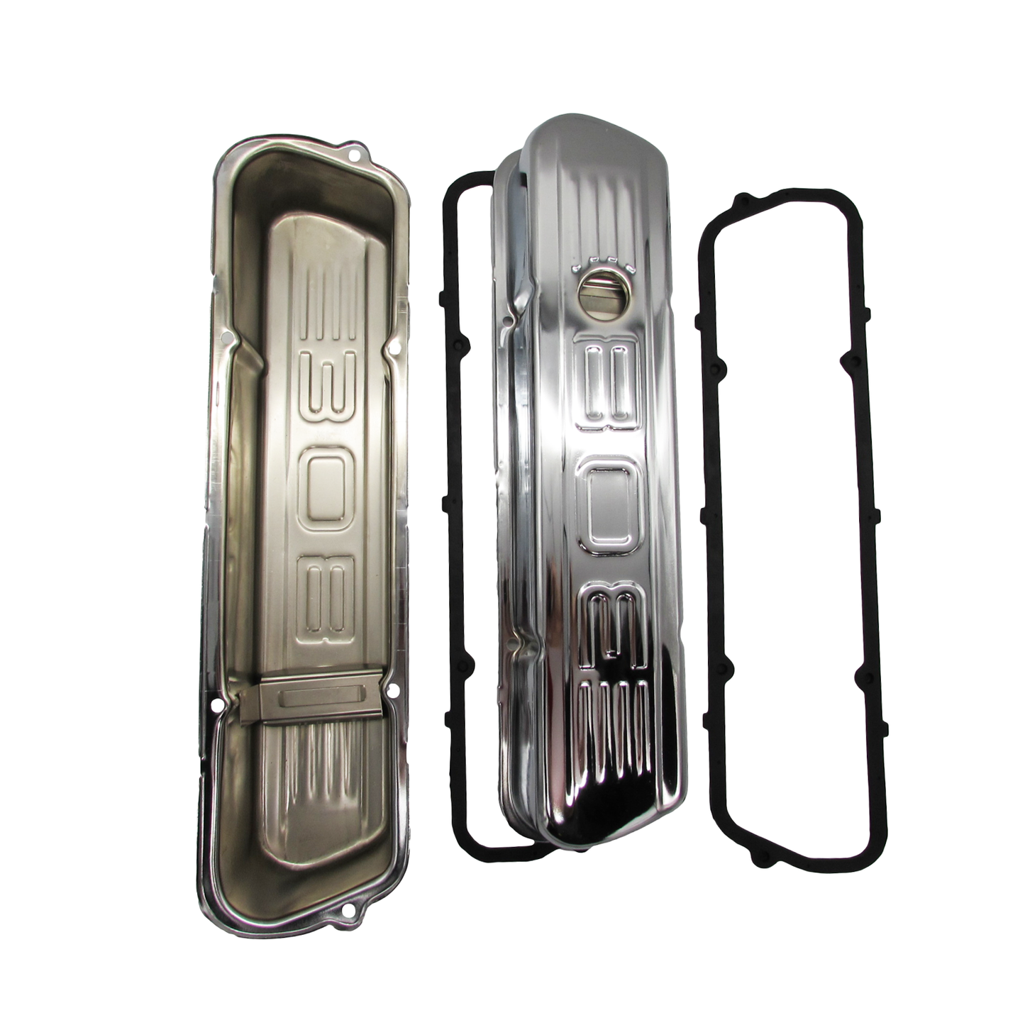 Speco Chrome Valve Covers with Holden 308 Emblem & Gaskets 551902 & 811372R