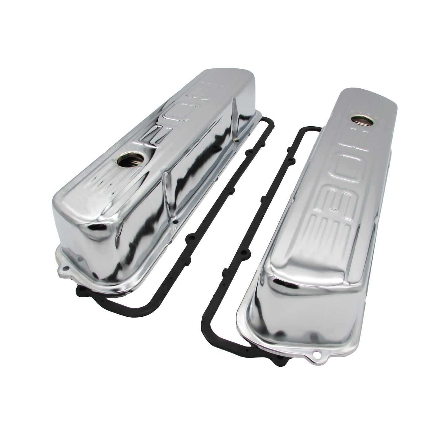 Speco Chrome Valve Covers with Holden 308 Emblem & Gaskets 551902 & 811372R