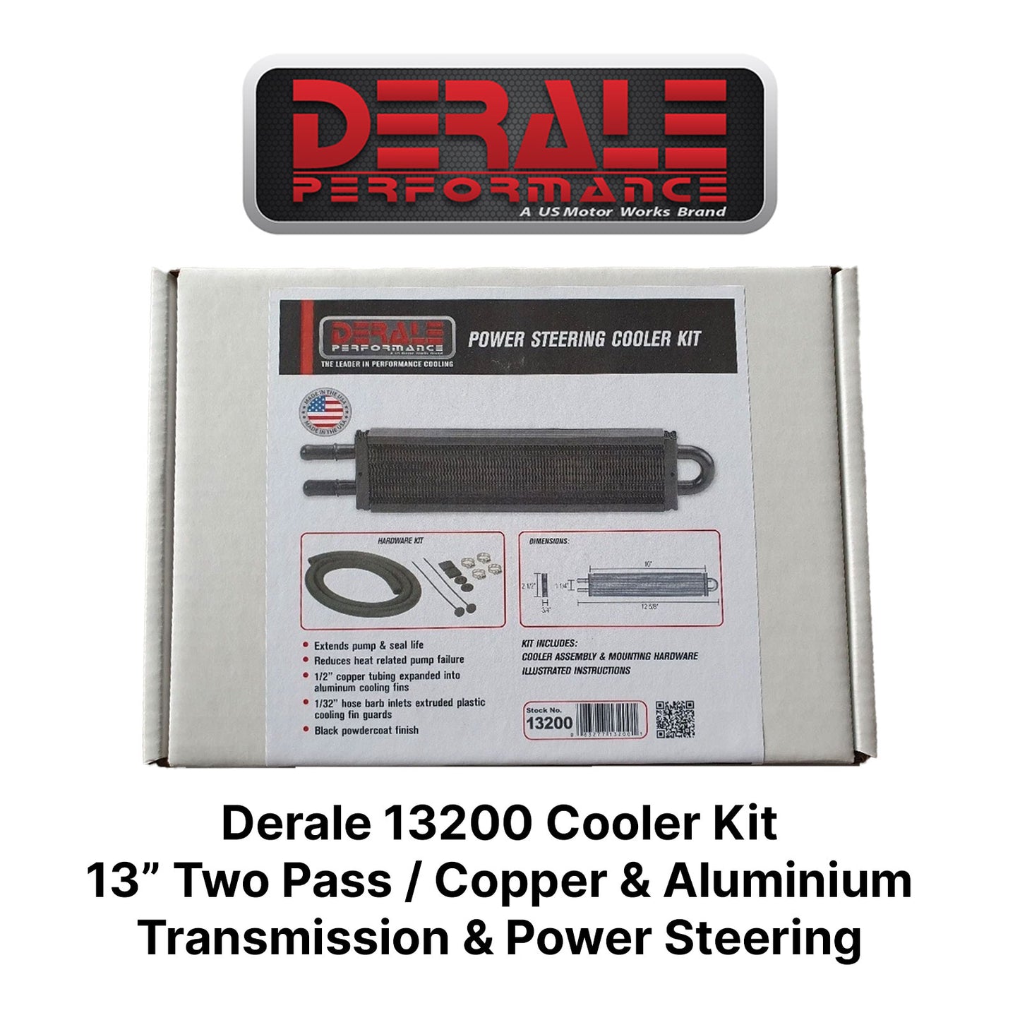 Derale 13200 13" Power Steering & Trans Cooler Kit 2 Pass Series 7000