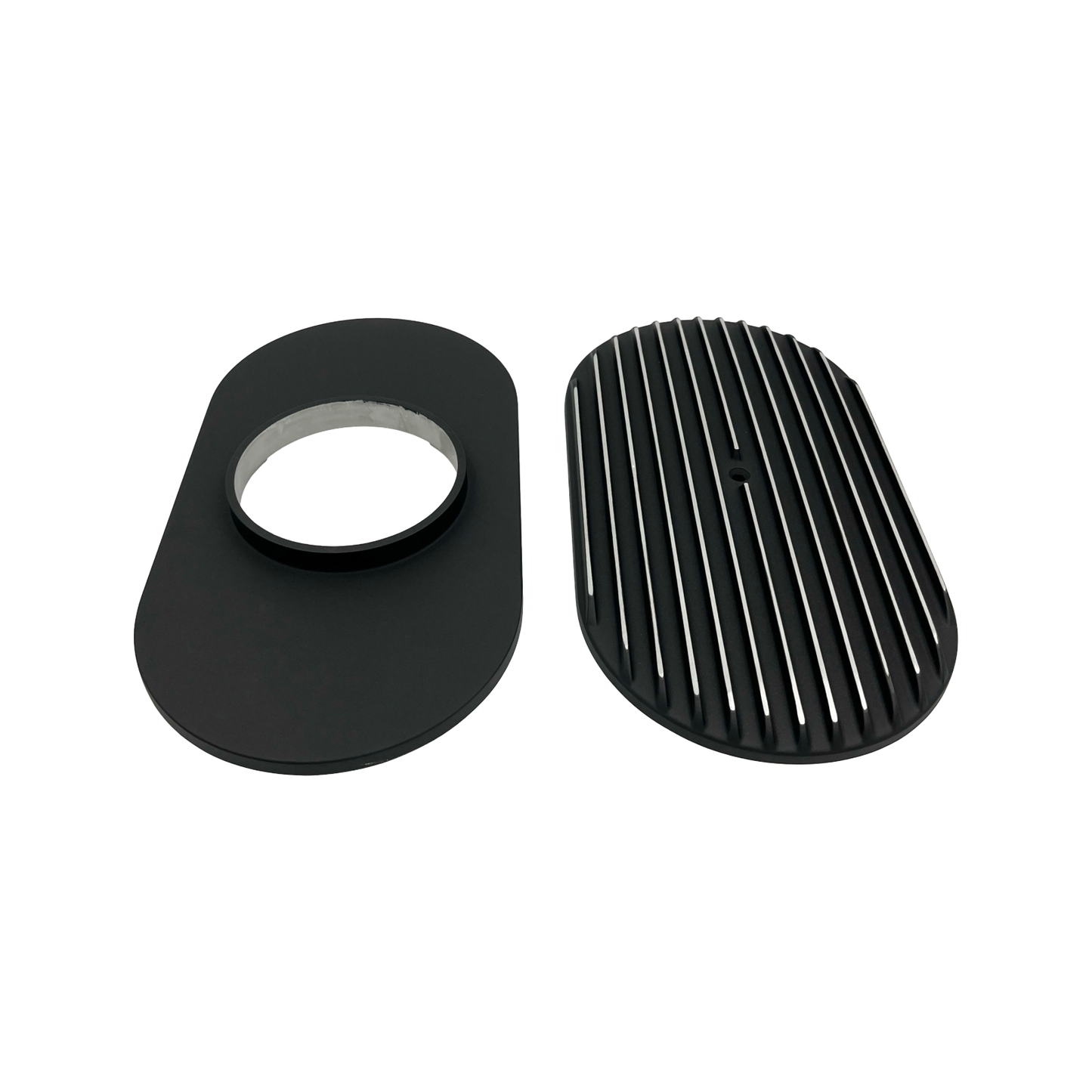 15" Oval Air Cleaner Full Finned Black Cast Aluminium 5-1/8" Neck High Flow Filter