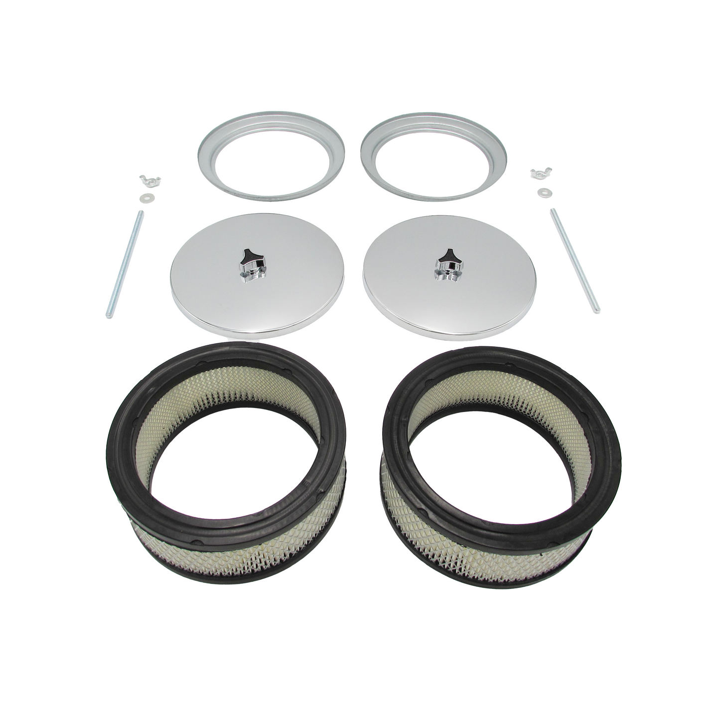 Twin 6-1/2" Chrome Air Cleaners with 5-1/8" Holley / Edelbrock Neck