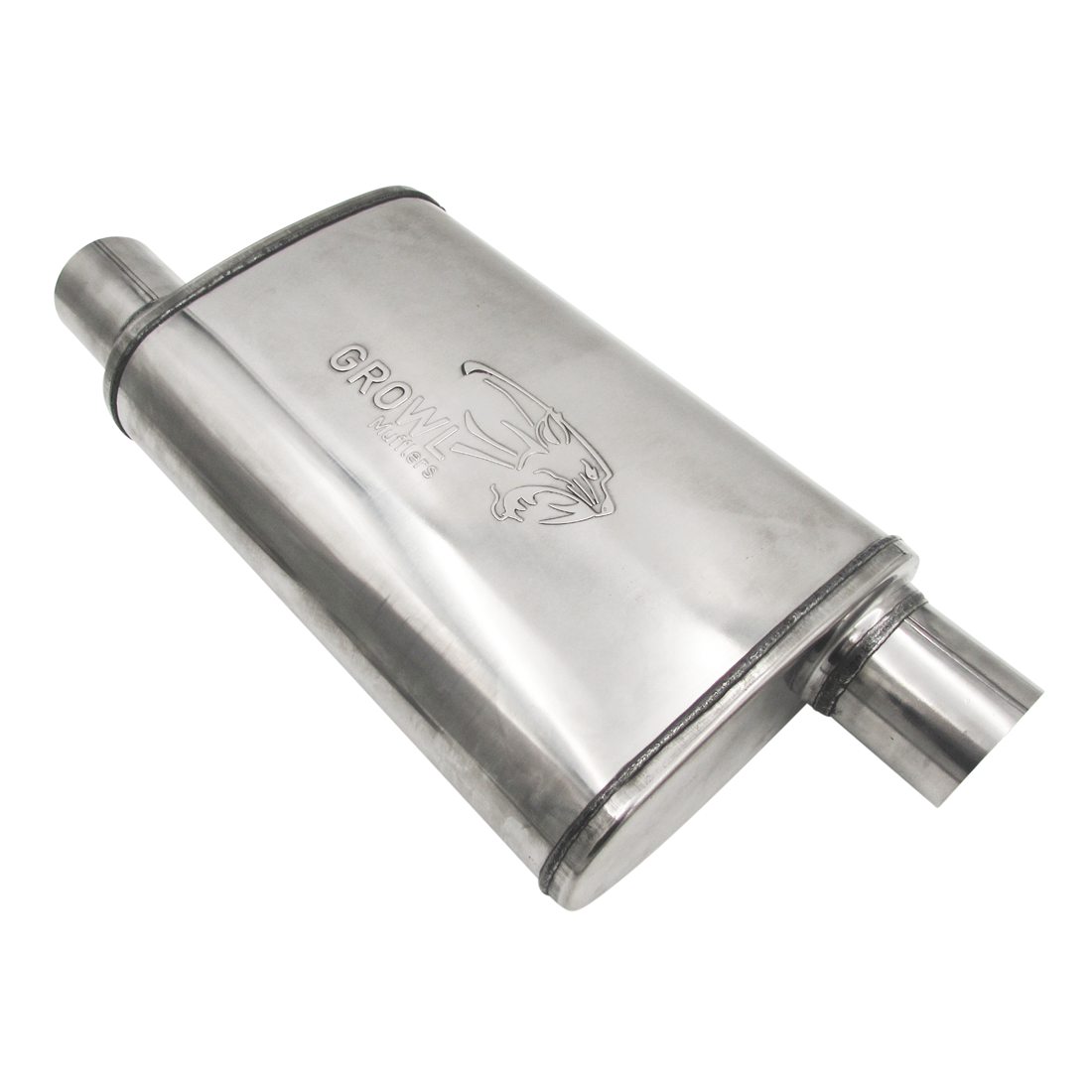 High-Performance 2.5" Competition Muffler Offset/Offset Polished Stainless Steel