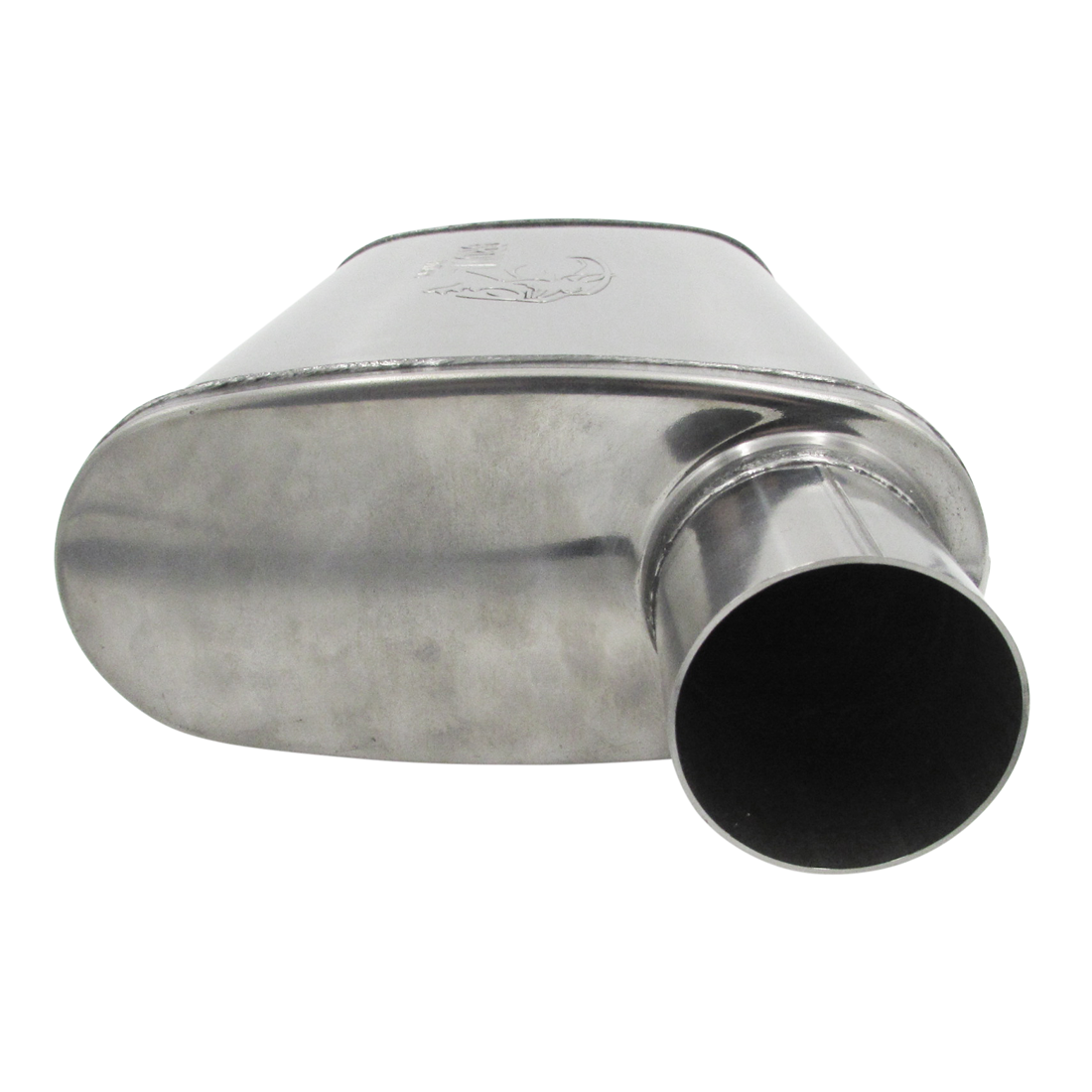 High-Performance 2.5" Competition Muffler Offset/Offset Polished Stainless Steel