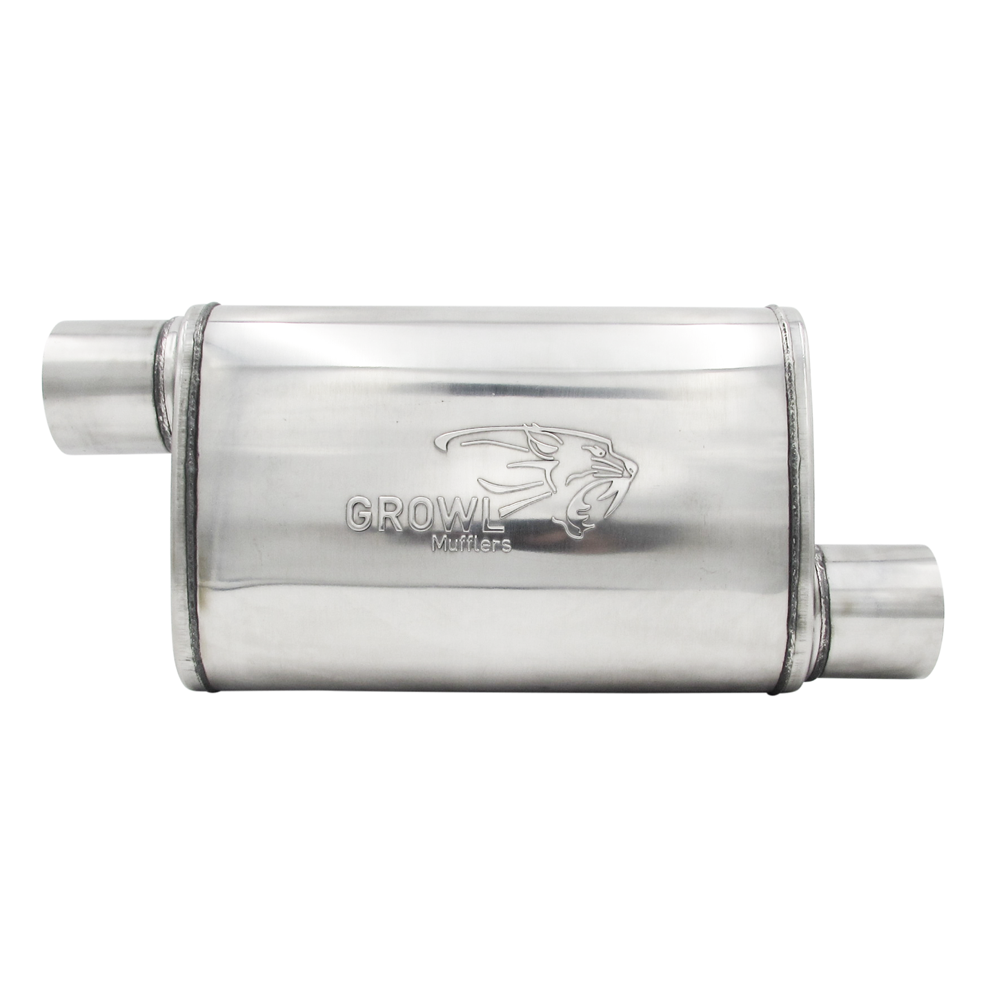 3" Competition Muffler 10x4x14 Oval 409 Polished Stainless Steel Offset/Offset