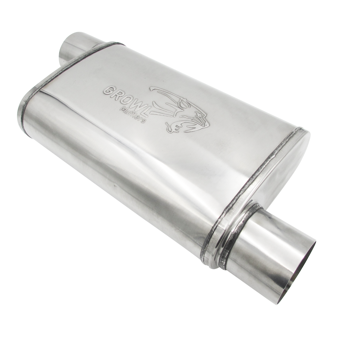 3" Competition Muffler 10x4x14 Oval 409 Polished Stainless Steel Offset/Offset