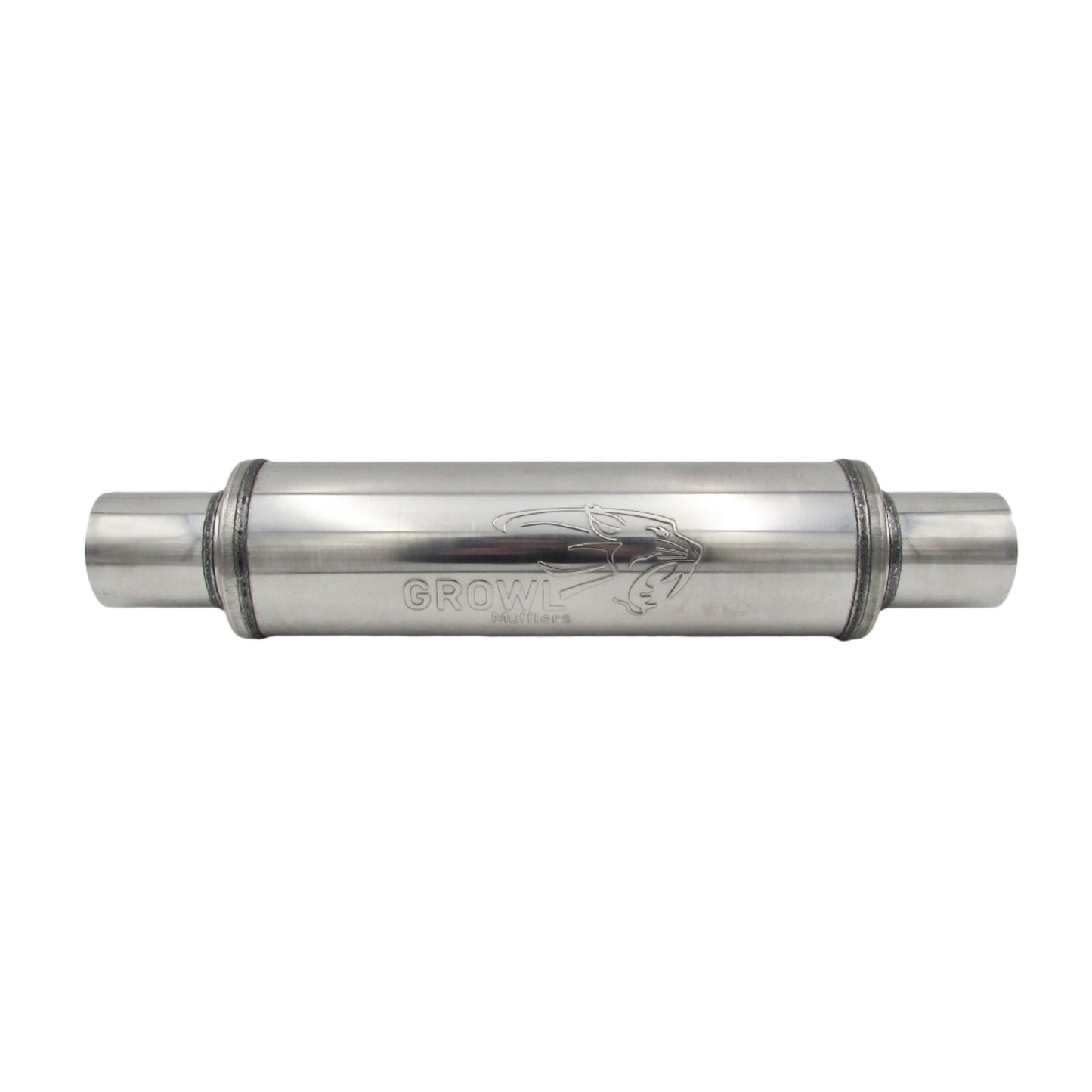 2.5" Inch Round Muffler 409 Stainless Steel 4" Diameter 14" Long - Polished