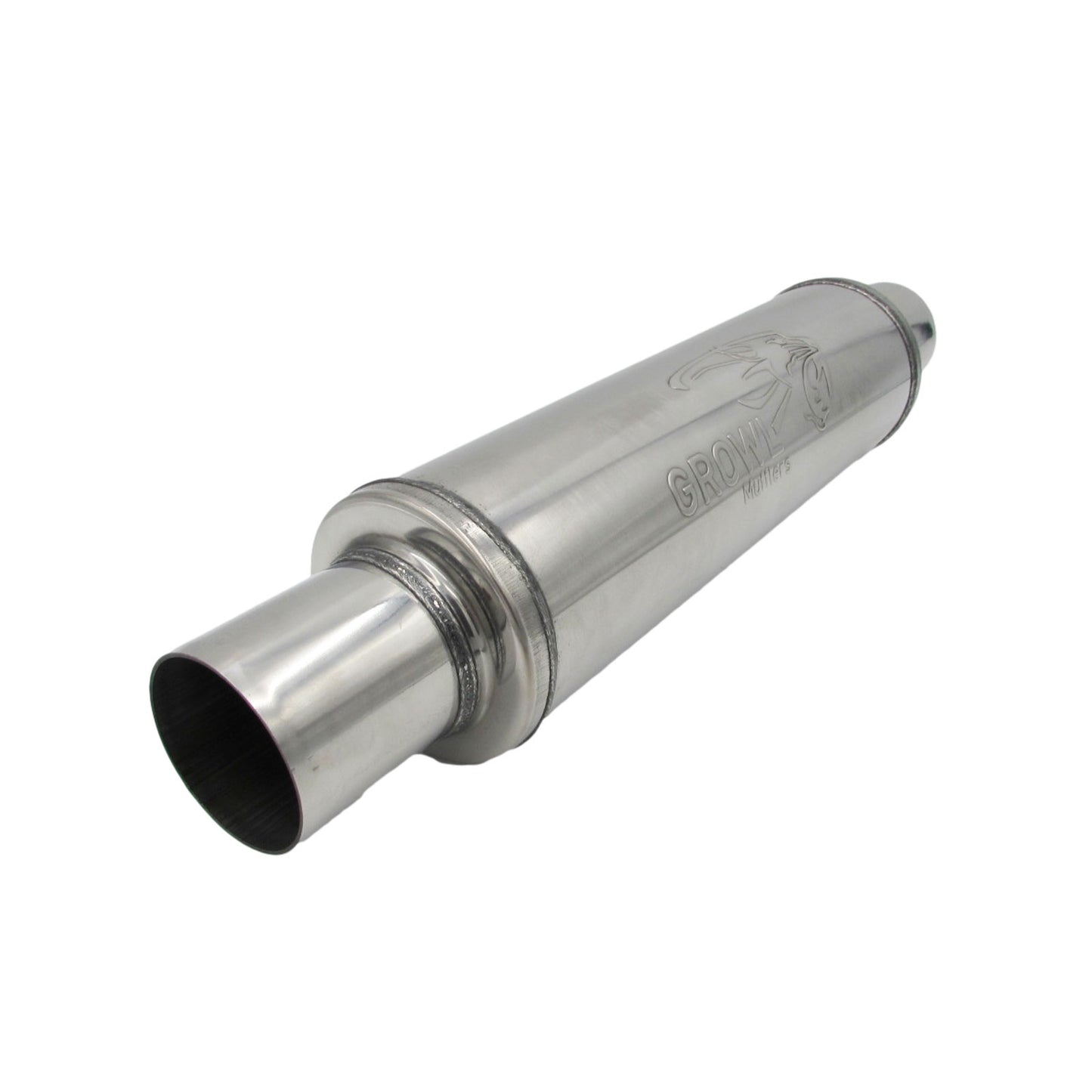 2.5" Inch Round Muffler 409 Stainless Steel 4" Diameter 14" Long - Polished