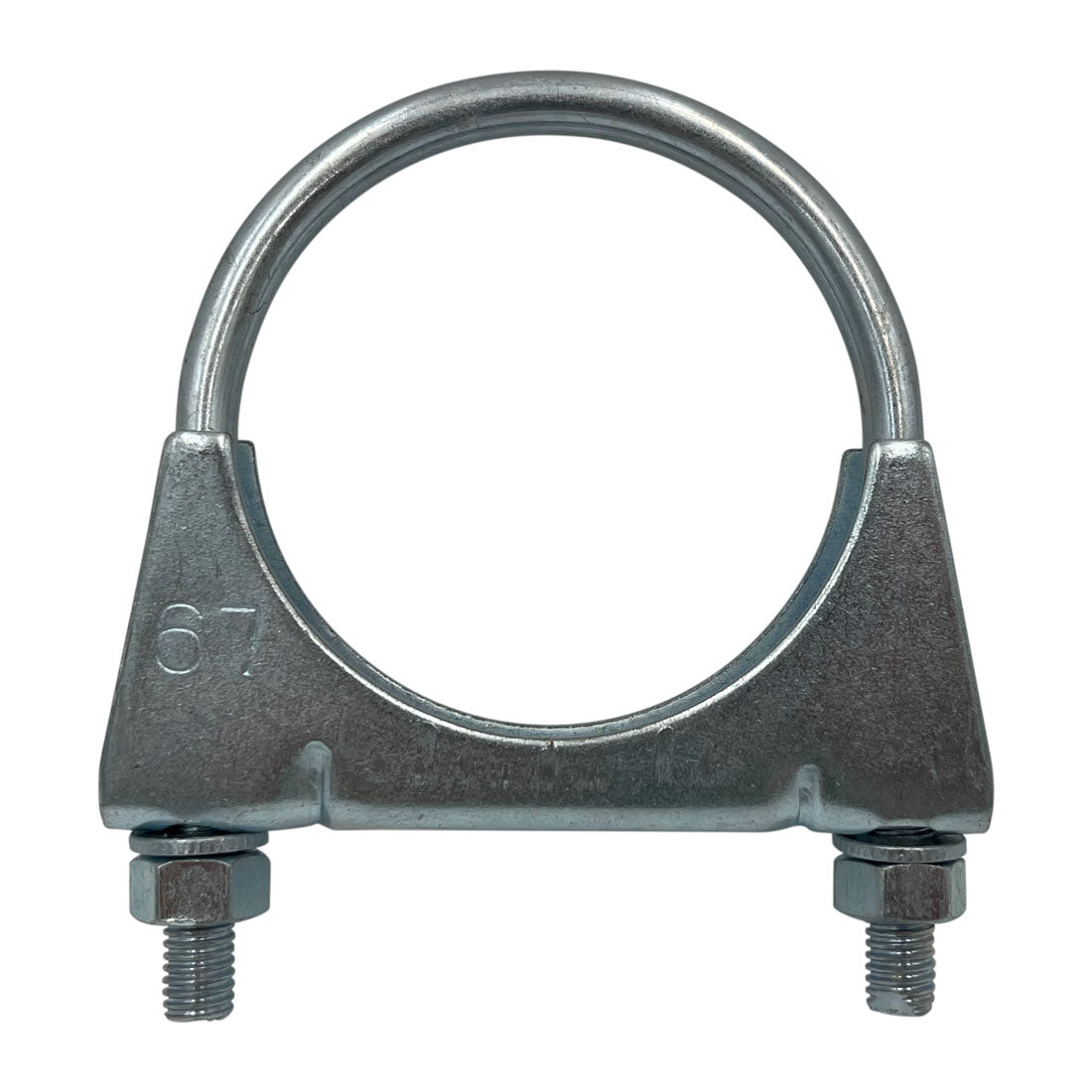 2.5" Exhaust Pipe & Muffler U Clamp, 2-5/8" (67mm) Clamp Span, Zinc Plated with Flange Nuts