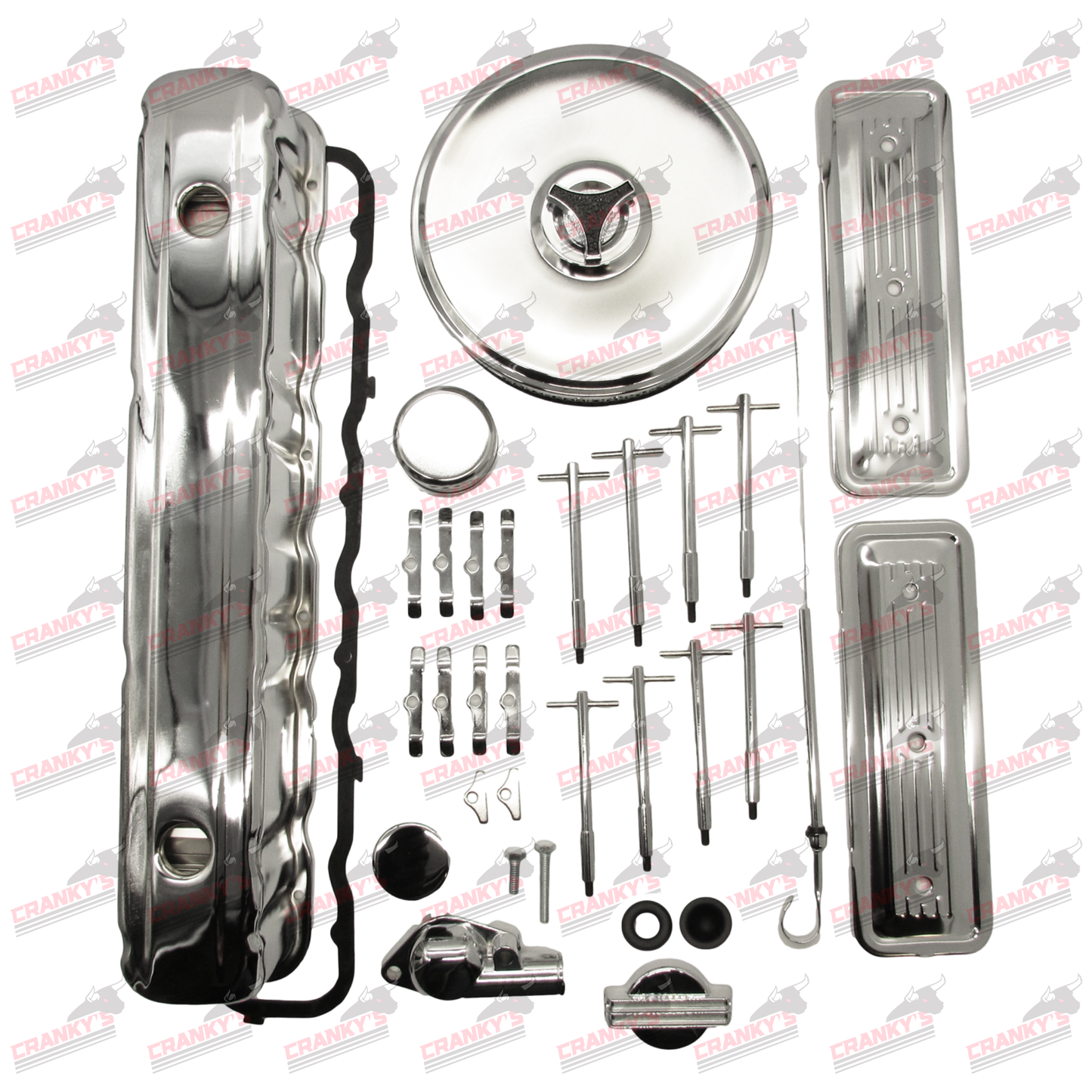 Holden 6 Cylinder Chrome DELUXE Kit 161 179 186 202 Valve Cover + Stromberg Air Cleaner + Breather + Water Neck + Dipstick + T-Bolts