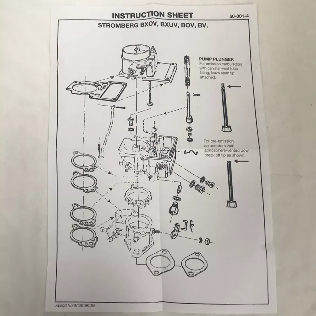 Stromberg Single Barrel Carburettor Repair Rebuild Kit Holden FJ-HJ Torana LC-LX