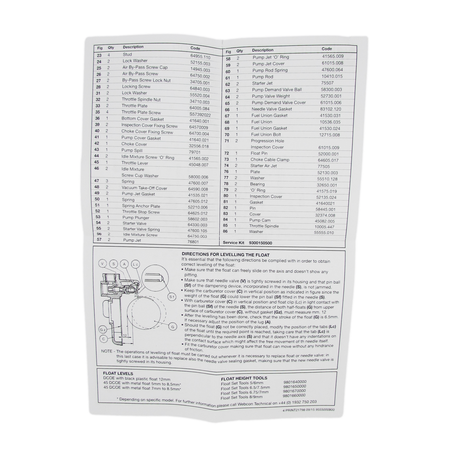 Rebuild Kit - Weber 40 45 DCOE