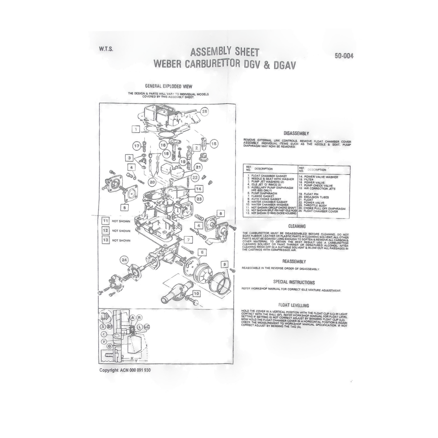 Rebuild Kit - Weber 2BBL 32/36 DGV DGAV