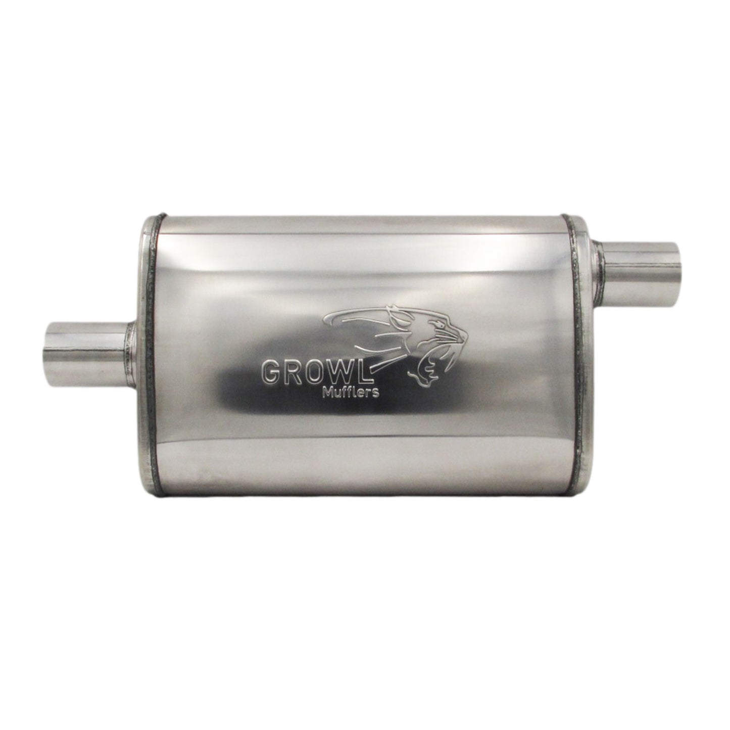 2 inch Competition Muffler 9x4x14 Oval 409 Polished Stainless Steel Offset/Centre