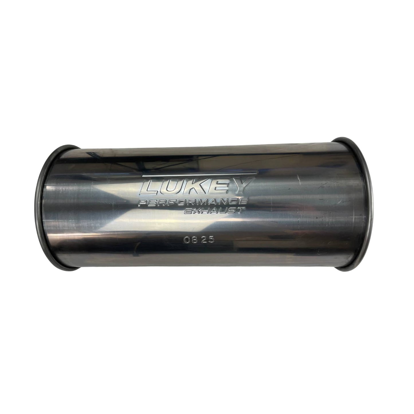 2-1/2" Performance Lukey Muffler Centre/Centre - 6" Round, 14" Long, 430 SS
