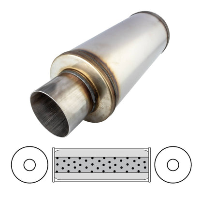 3-1/2" Performance Muffler Centre/Centre - 6" Round, 14" Long, 409 SS