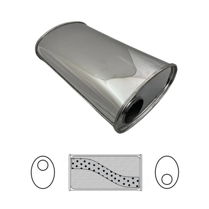 3" Performance Muffler Offset/Offset - 11" x 6" Oval, 20" Long, 430 SS