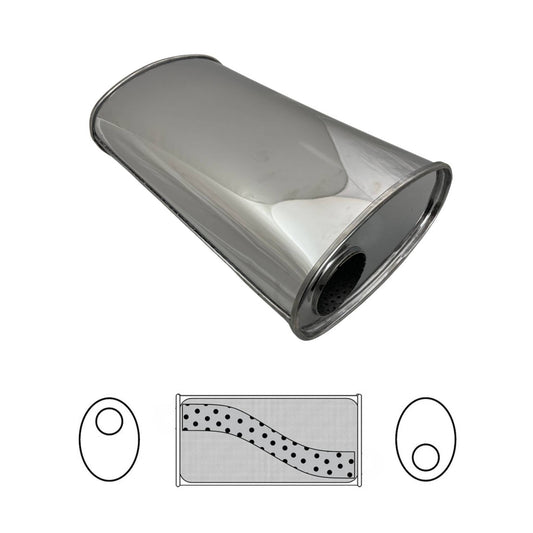 3" Performance Muffler Offset/Offset - 11" x 6" Oval, 20" Long, 430 SS