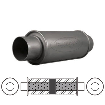3" Chambered Muffler Centre/Centre - 5" Round, 12" Long, Aluminised Steel