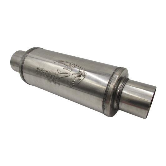 3" Inch Round Muffler 409 Stainless Steel 5" Diameter 12" Long - Polished