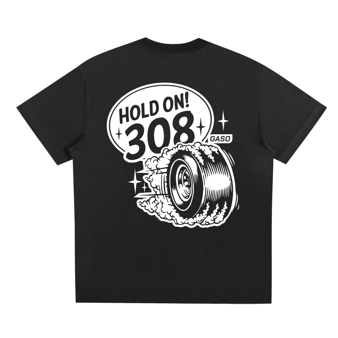 GASO "Hold On" 308 White On Black Quick-Dry T-Shirt Holden V8