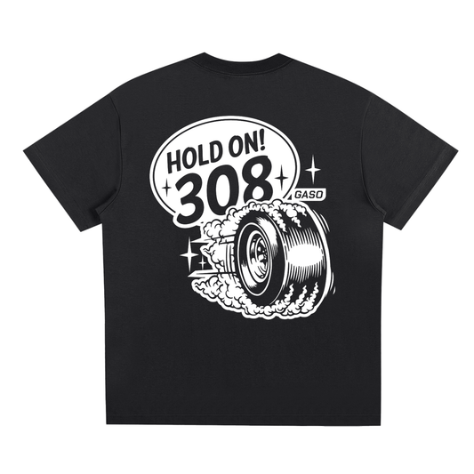 GASO "Hold On" 308 White On Black Quick-Dry T-Shirt Holden V8