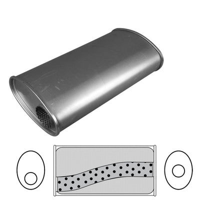 2" Performance Muffler Offset/Centre - 8" x 4" Oval, 14" Long, Aluminised Steel
