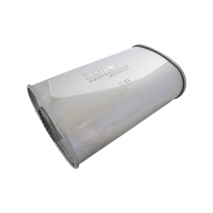 2-1/2" Chambered Lukey Muffler Offset/Centre - 8" x 4" Oval, 14" Long, 430 SS
