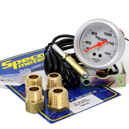 Speco Mechanical 2" Water Temperature Gauge & Sender 40°C to 120°C Silver 533-23