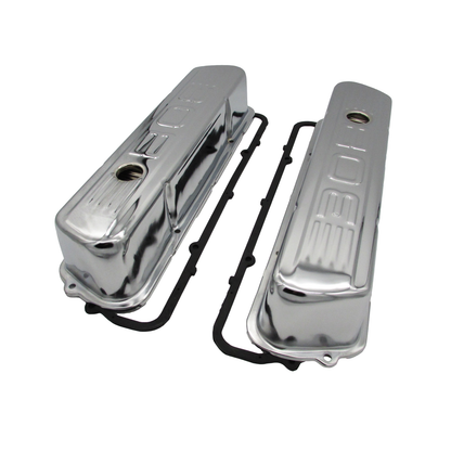 Speco Chrome Valve Covers with Holden 308 Emblem & Gaskets 551902 & 811372R