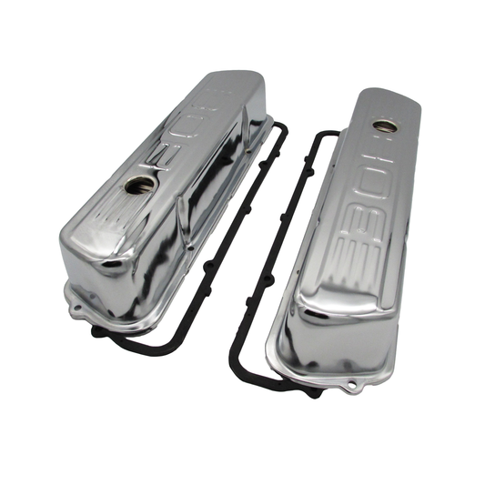 Speco Chrome Valve Covers with Holden 308 Emblem & Gaskets 551902 & 811372R