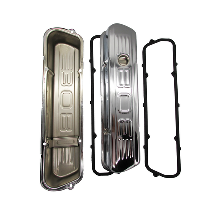 Speco Chrome Valve Covers with Holden 308 Emblem & Gaskets 551902 & 811372R