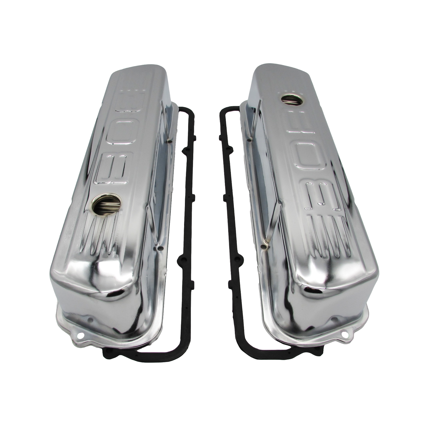 Speco Chrome Valve Covers with Holden 308 Emblem & Gaskets 551902 & 811372R