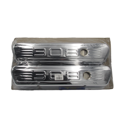 Speco Chrome Valve Covers with Holden 308 Emblem & Gaskets 551902 & 811372R