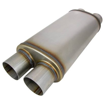 3" Performance Muffler Twin In/Twin Out - 8" x 5" Oval, 16" Long, 409 SS