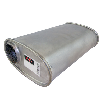 2" Chambered Muffler Offset/Offset - 8" x 4" Oval, 16" Long, Aluminised Steel