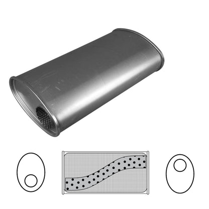 3" Performance Muffler Offset/Offset - 8" x 5" Oval, 14" Long, Aluminised Steel