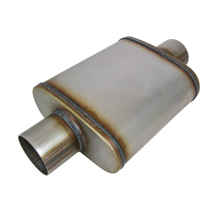 3" Performance Muffler Centre/Centre - 9" x 4" Oval, 14" Long, 409 SS