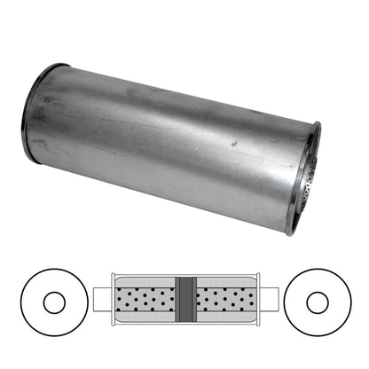 3" Chambered Muffler Centre/Centre - 6" Round, 14" Long, Aluminised Steel
