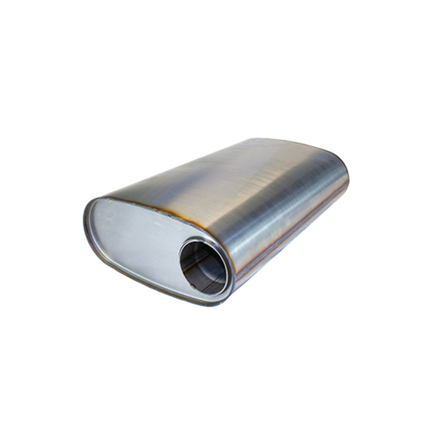 3" Triple Flow Muffler Offset/Centre - 11" x 6" Oval, 18" Long, 409 SS