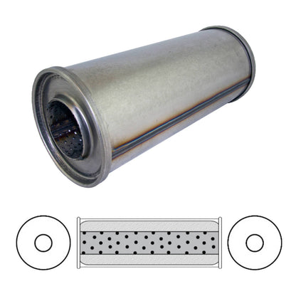 3" Performance Muffler Centre/Centre - 5" Round, 12" Long, 409 SS