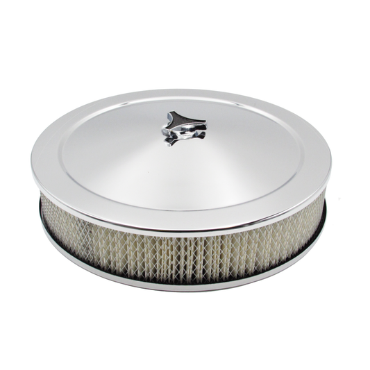 Speco 14" x 3" Chrome Air Cleaner Recessed Base 5-1/8" Neck suit Holley, Edelbrock, Rochester A1403