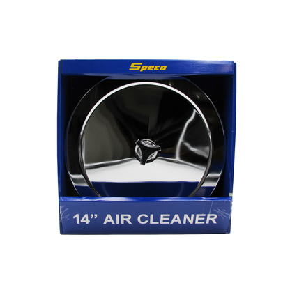 Speco 14" x 3" Chrome Air Cleaner Recessed Base 5-1/8" Neck suit Holley, Edelbrock, Rochester A1403