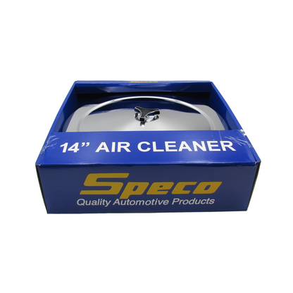 Speco 14" x 3" Chrome Air Cleaner Recessed Base 5-1/8" Neck suit Holley, Edelbrock, Rochester A1403