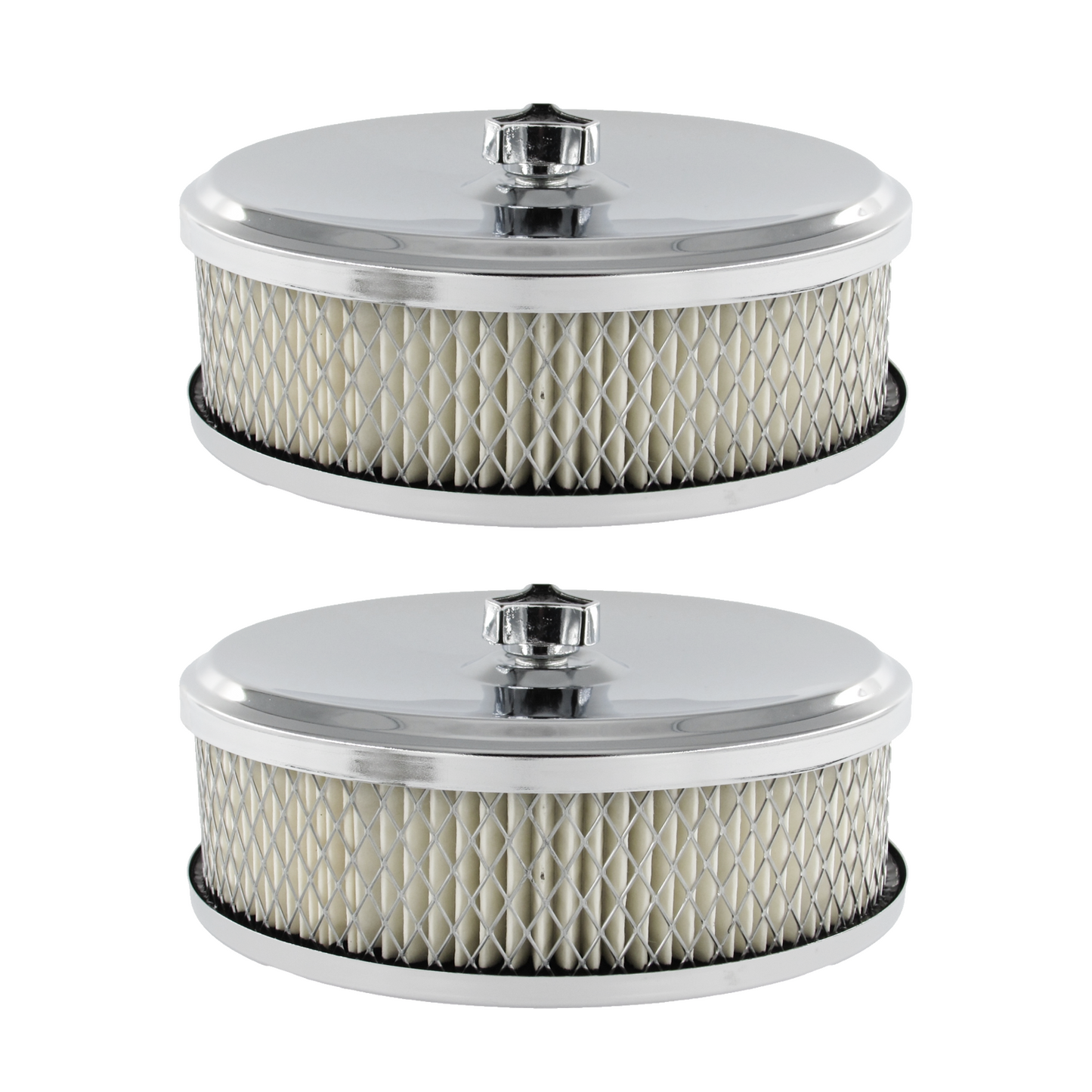 Twin 6-3/8" x 2" Chrome Air Cleaner with 2-5/16" Neck suits Holden Stromberg